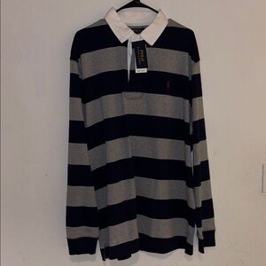 Polo by Ralph Lauren Men's Navy blue and Gray Striped Shirt